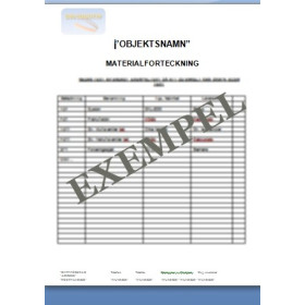 Materialförteckning VVS Materialförteckning VVS