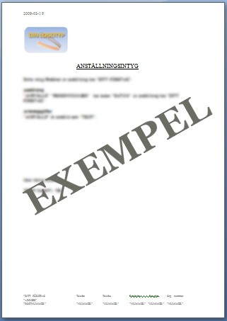 Anställningsintyg (alla typer) VVS